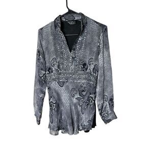 Vintage New York City Design Co Silk Paisley‎ Long Sleeve Blouse Size S